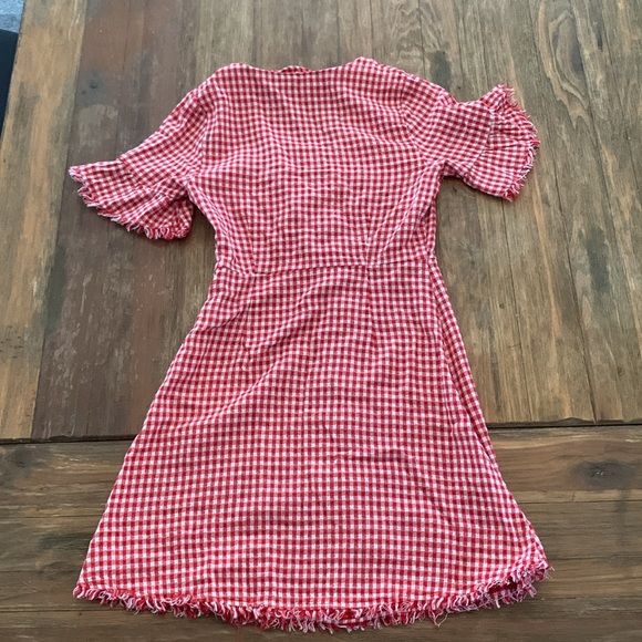 Cotton Plaid Short Sleeve A Line Summer Dress - Picture 7 of 9